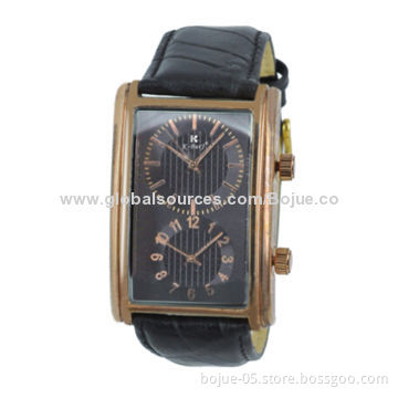 Square Case Dual-time Zone Watch, Japan Movement, 3ATM Waterproof, Personalized and Fashionable